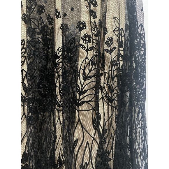 Metro Wear Skirt Black Mesh Floral Overlay Tan Lining Sz PS Elastic Waist 28 - Picture 8 of 14